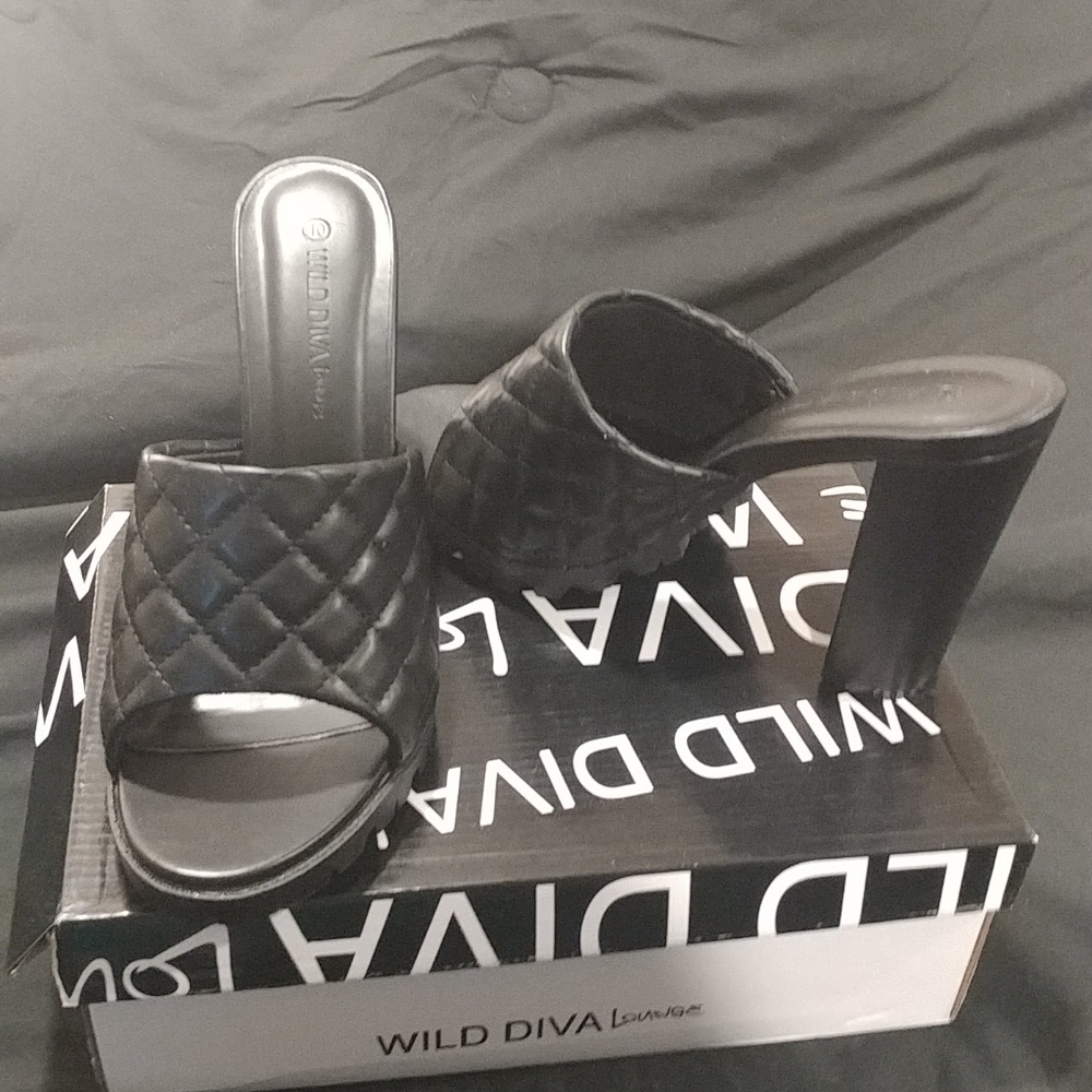 Quilted Black Mules
